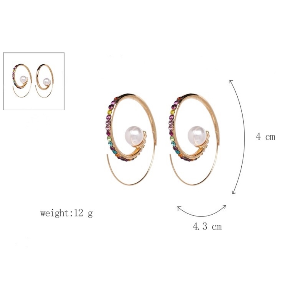 Delisa Gemstone Pearl Hoop Earrings - Picture 7 of 7